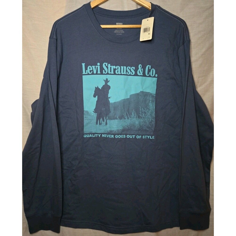 Levi’s Relaxed Fit Long Sleeve Graphic T Shirt Blue Men’s XLarge NWT